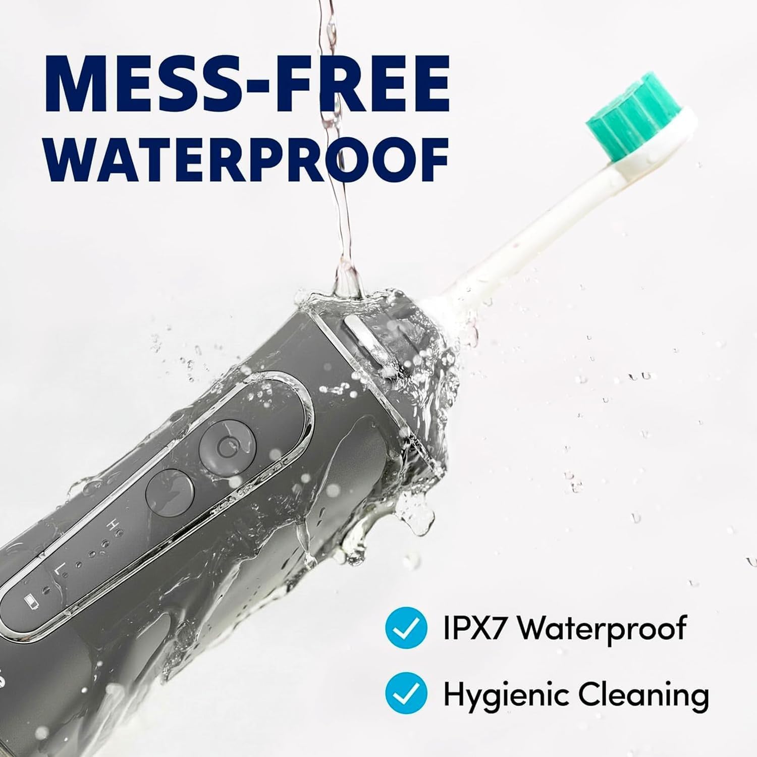 Professional Water Flosser - Advanced Dental Care for a Healthier Mouth, Gum, and Teeth - IPX7 Waterproof Oral Irrigator | 7 Replacement Tips, Travel-Friendly, Rechargeable - Oral Hygiene (Grey)