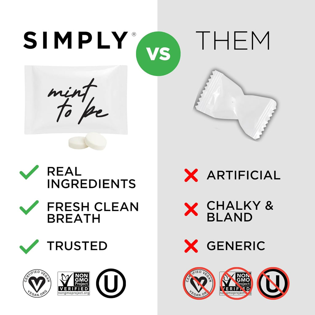 SIMPLY Peppermint "Mint to Be" Individually Wrapped Breath Mints in Bulk, 50 Packets (2 per Packet) | Wedding, Bridal Shower, Bachelorette, Party Favors