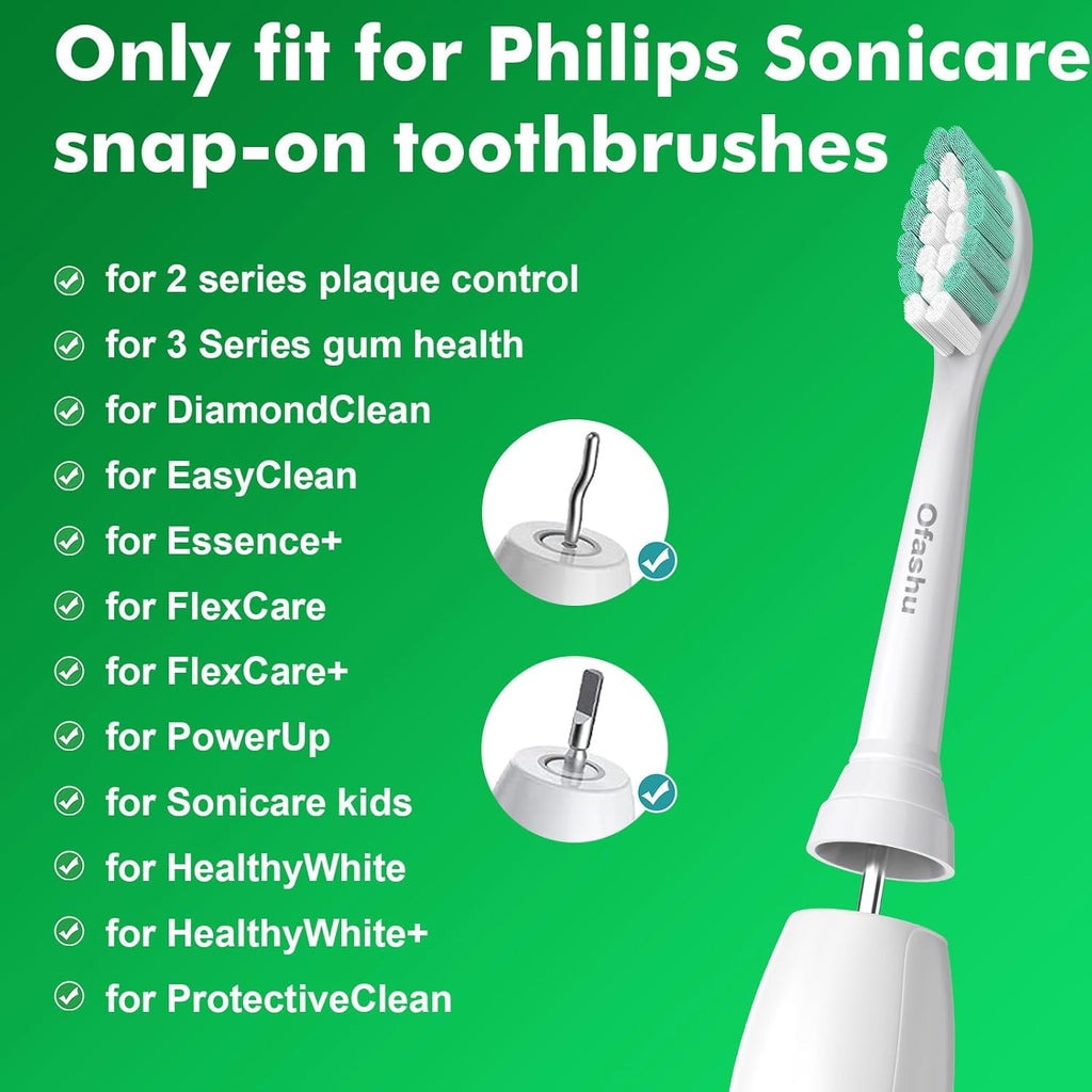 Replacement Brush Heads for Philips Sonicare Click-on Electric Toothbrush Heads Compatible with Plaque Control C1 C2 4100 5100 6100 2 Series HX9024, 8 Pack White