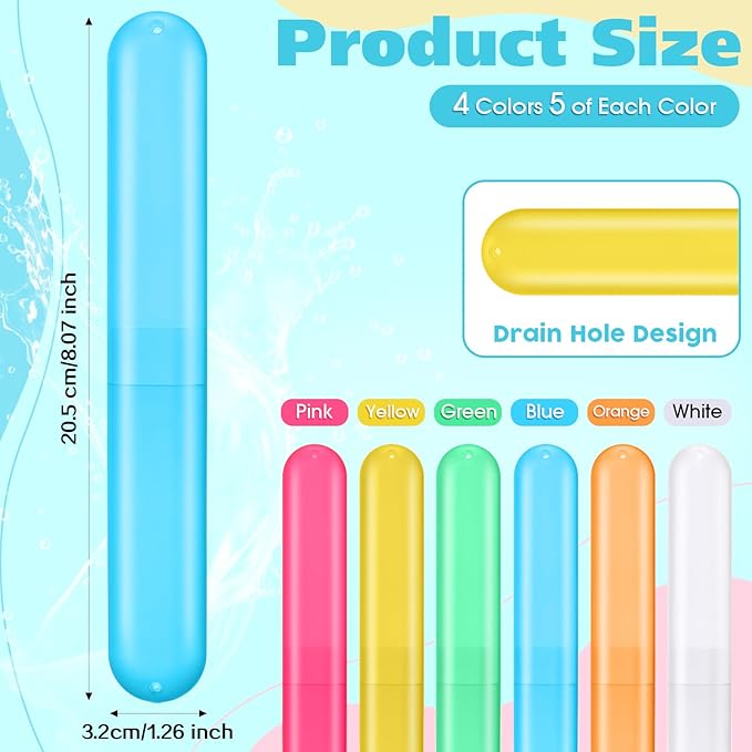 LemonRoad 20 Sets Travel Toothbrush Sets Disposable Toothbrush with Individual Portable Case Individually Wrapped Tooth Brush with Cases for Homeless Supplies Travel Camping Hotel(Candy)