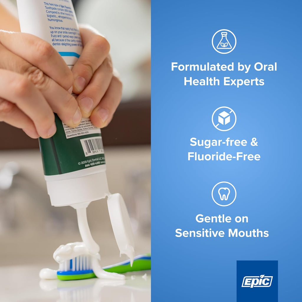 Epic Xylitol Toothpaste for Adults - Fluoride-Free Toothpaste with 25% Xylitol - SLS-Free Formula for Dry Mouth & Fresh Breath - Spearmint, 4.9oz (2-Pack)