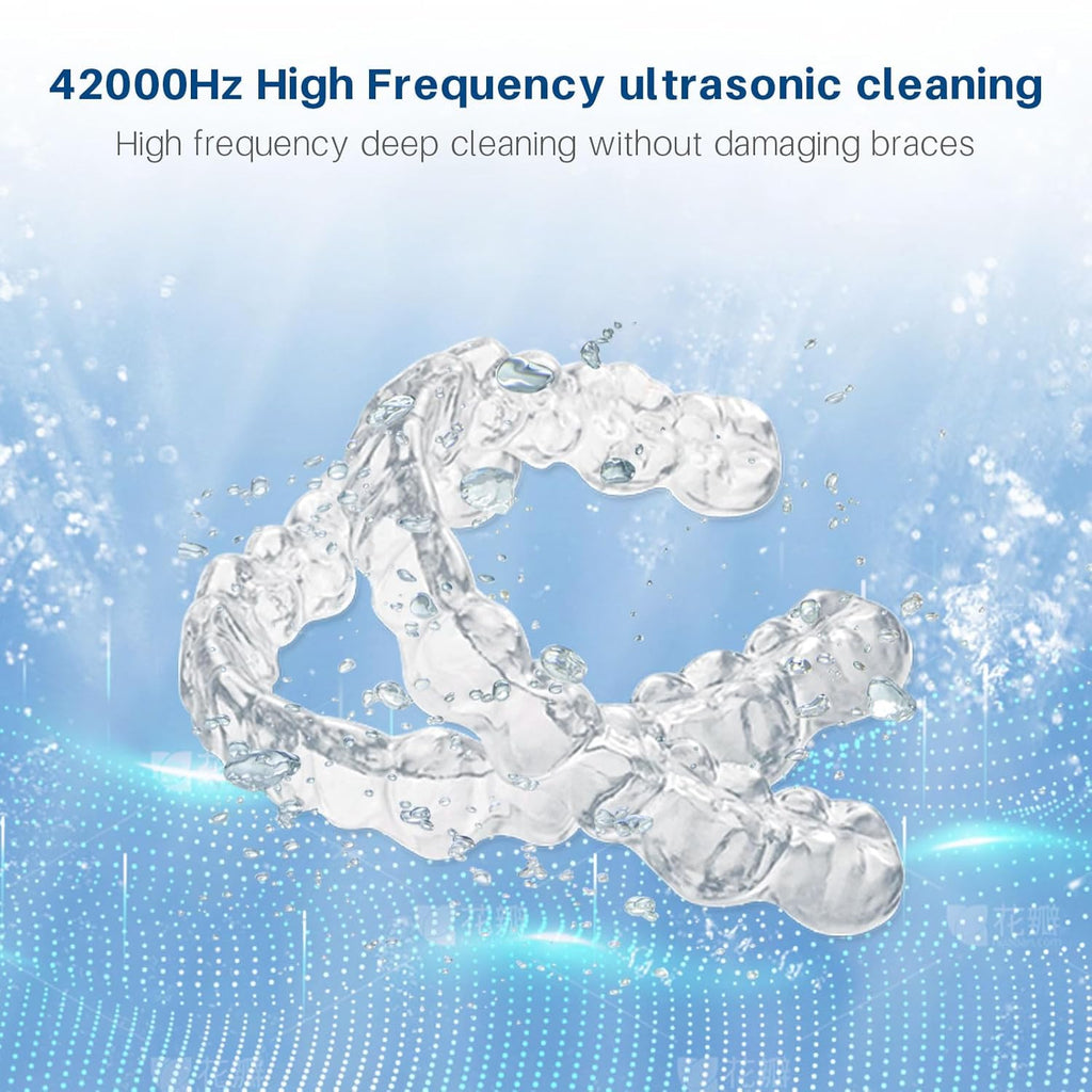 Voraiya Ultrasonic UV Cleaner for Dentures, Aligner, Retainer, Whitening Trays, Night Dental Mouth Guard, Toothbrush Head, Ultrasonic Jewelry Cleaner Machine for all dental Appliances, Diamon