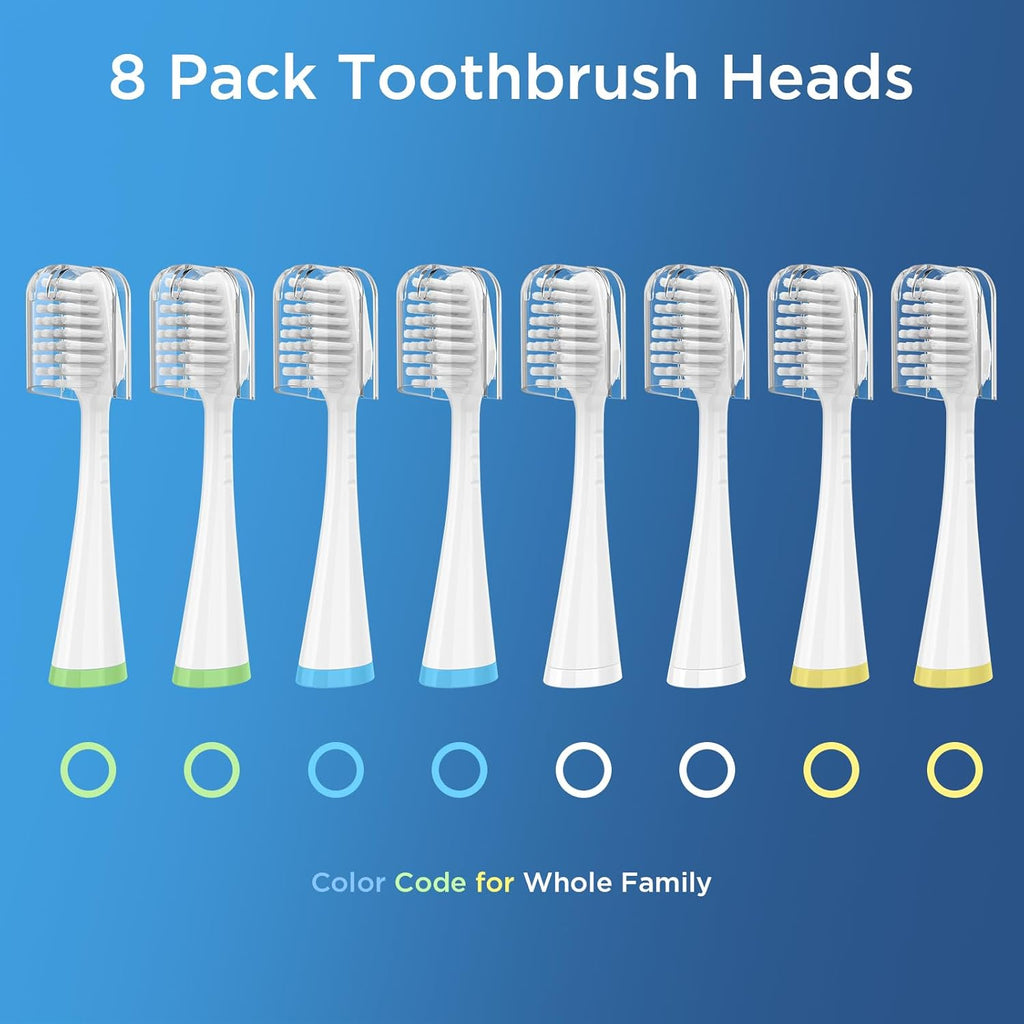 Sensitive Gum Care Replacement Brush Heads for Waterpik Complete Care 5.0/9.0 (CC-01/WP-861), STRB-3WW, Ultra Soft Bristles with Cover, Sonic Electric Tooth Brush Refill Heads (8-Pack, White)