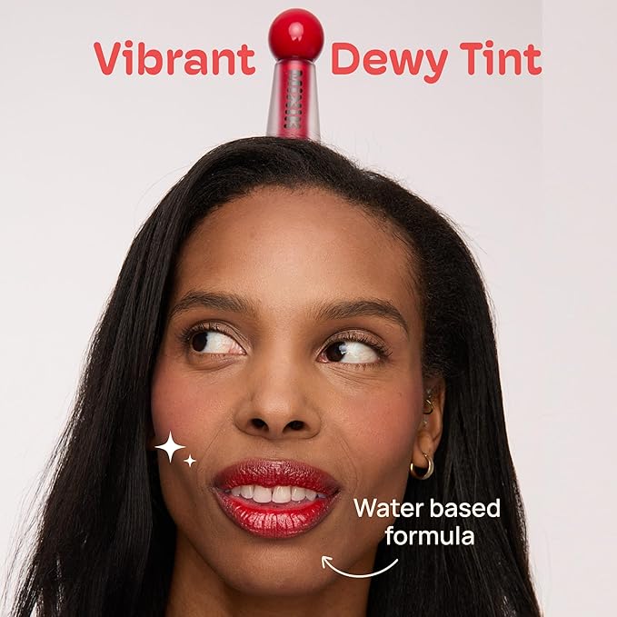 MIXIK Juicy Lip Tint, Hydrating Water-Based Lip Stain and Tint that feels light and fresh for Dewy and Radiant lips, Formulated with Blue Agave Extract for long lasting Moisturizing (Cherry Pop)