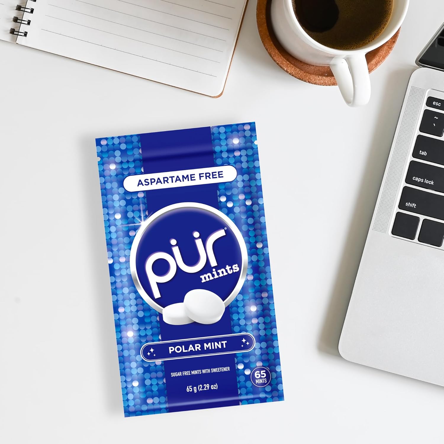 PUR Mints | Aspartame Free Breath Mints | Made with Xylitol | Sugar Free, Vegan, Gluten Free | Natural Polar Mint Flavor | 65 Pieces in Re-Sealable pouch (Pack of 3)