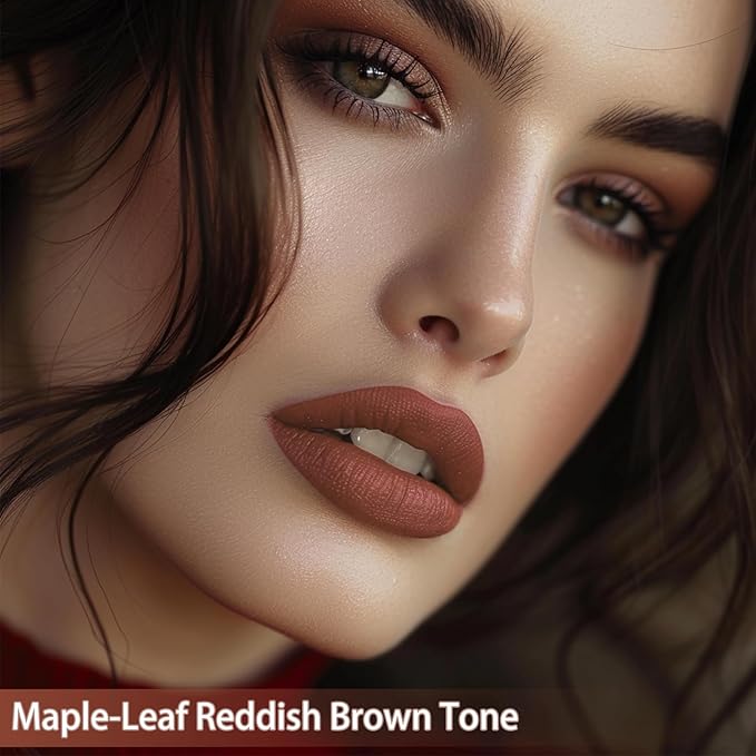 QiBest 3-in-1 Lipstick Set for Women & Teen Girls, Matte Liquid Lipstick + Lip Gloss + Gel Lip Liner Pencil Trio Lip Gift Kit for 24 Hours Long Lasting & Waterproof Lip Makeup (Whiskey Honey)