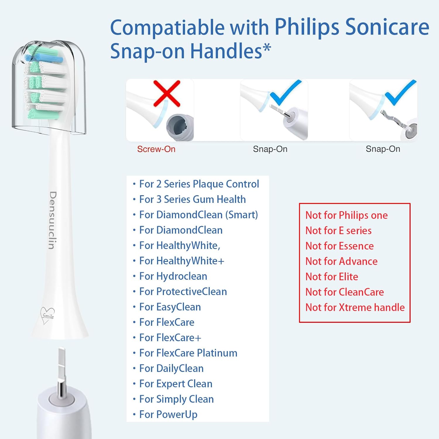 Replacement Toothbrush Heads for Philips Sonicare Replacement Heads, Replacement Brush Head Compatible with Phillips Sonicare Electric Toothbrush, 10 Pack