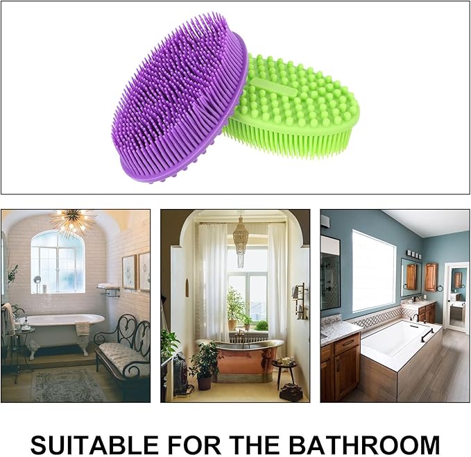 2Pcs Silicone Body Bathing Brush for Soft Bristles Multifunctional Massage and Cleaning Shower Scrubber Portable Lightweight Design for Gentle Skin Care