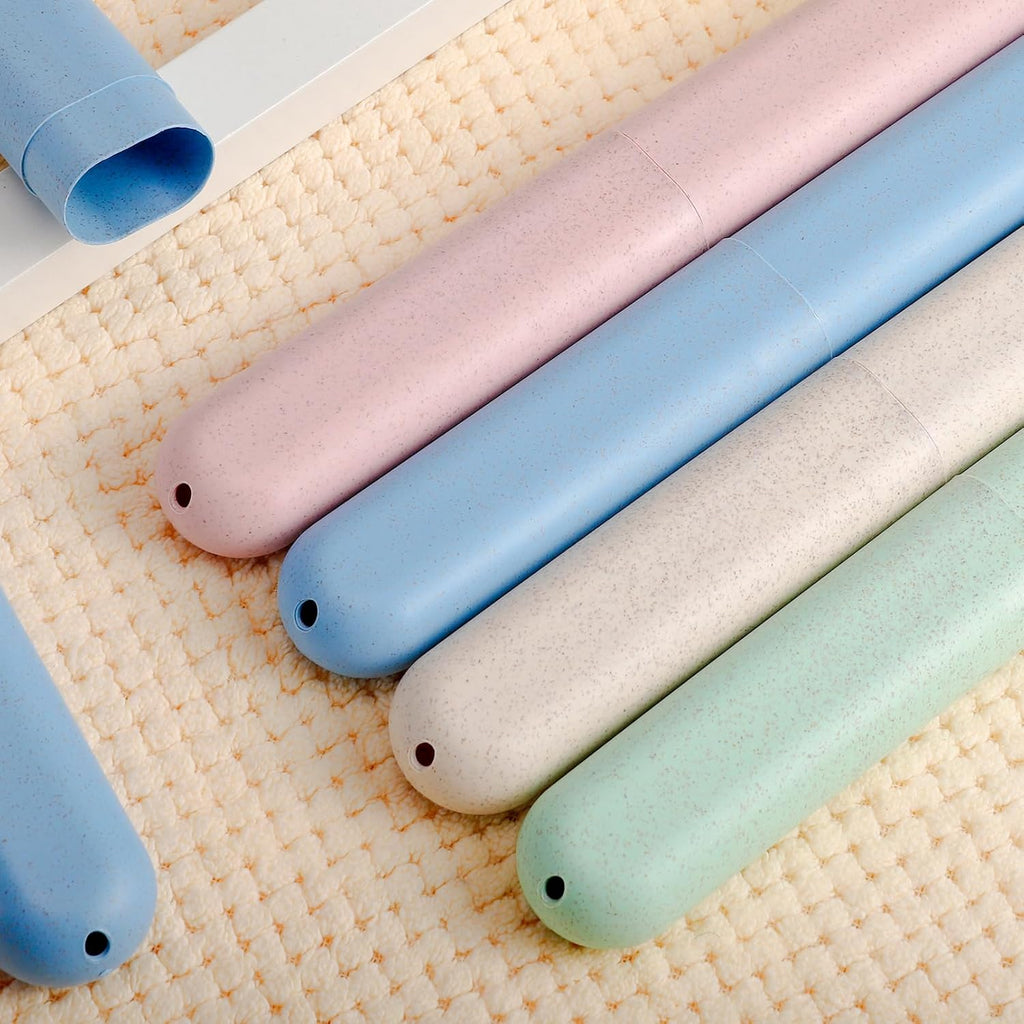 28 Pack Travel Toothbrush Holder,Travel Toothbrush Case,Portable Breathable Toothbrush Container,Dust-Proof Plastic Toothbrush Holders for Travel Camping Trips School Home(4 Colors)
