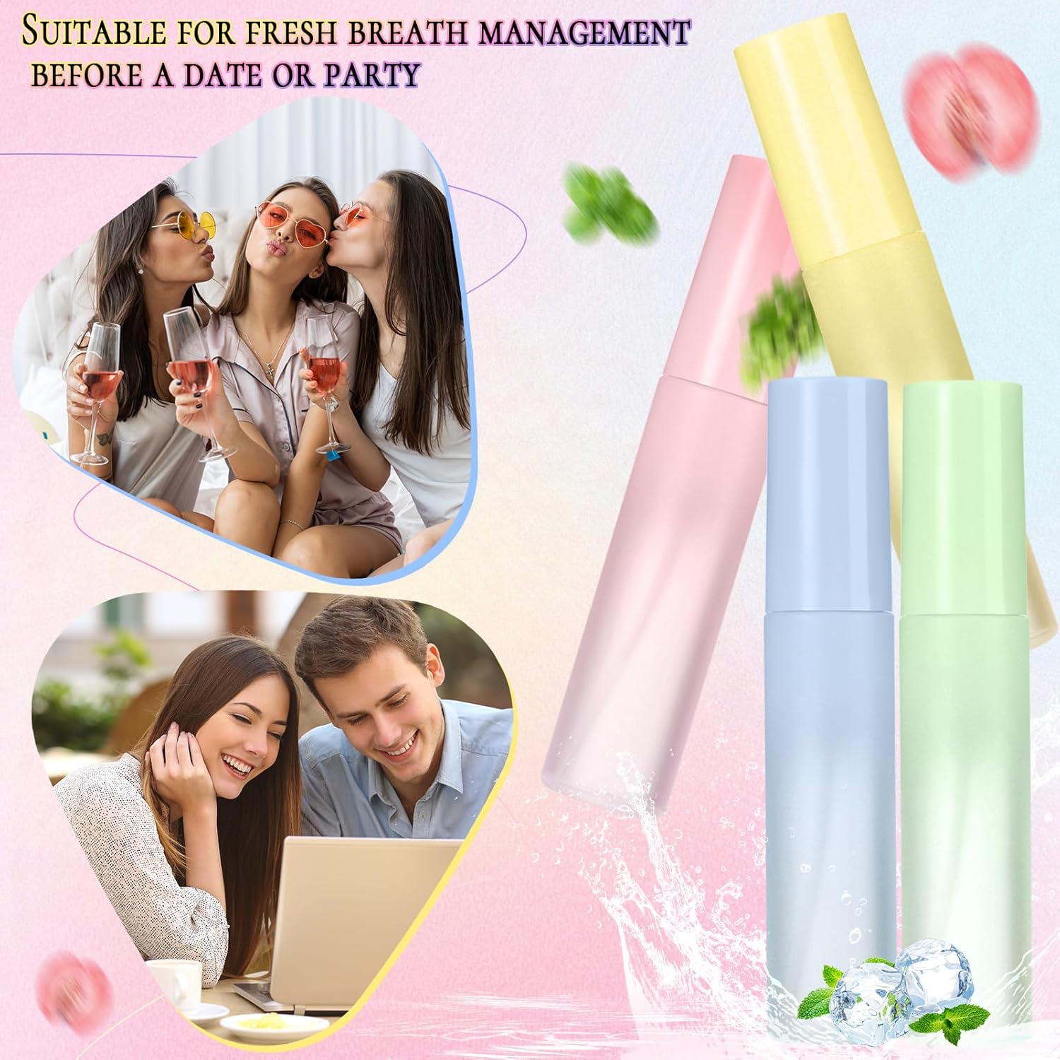 20 Pcs Breath Spray 4 Styles Breath Freshener Spray Compact Portable Refreshing Cool Mouth Oral Odor Care
