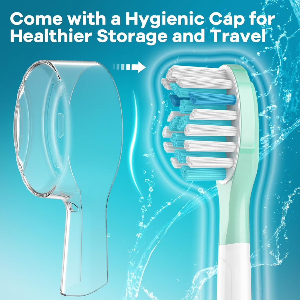 Aoremon Replacement Heads for Sonciare C3: Toothbrush Heads fit for Philips Sonicare 2 Series 3 Series ProtectiveClean DiamondClean FlexCare HealthyWhite 4100 5100 6100 G3 W3 C2 G2 C1, 4 Count,White