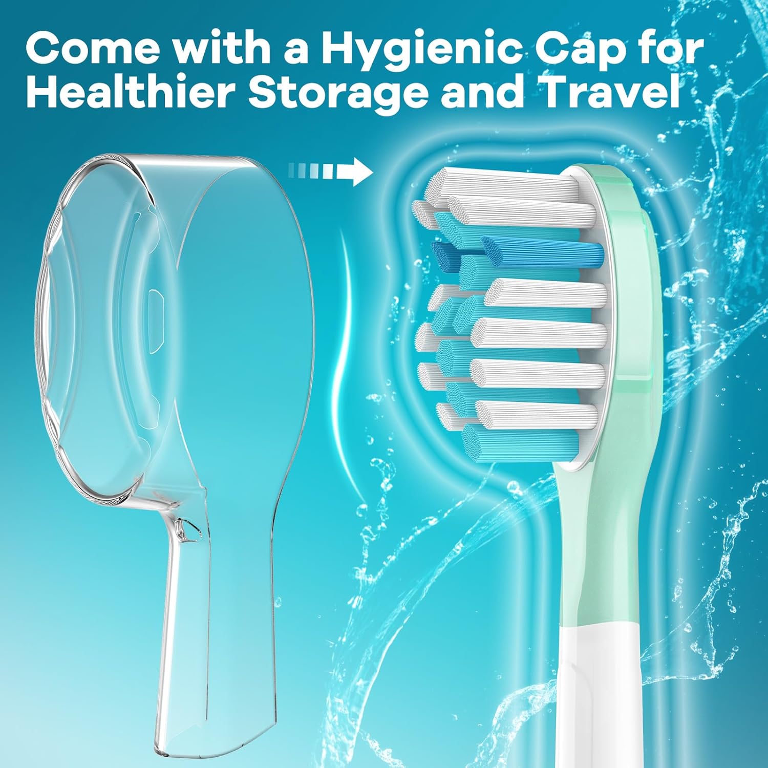 Aoremon Replacement Heads for Sonciare C3: Toothbrush Heads fit for Philips Sonicare 2 Series 3 Series ProtectiveClean DiamondClean FlexCare HealthyWhite 4100 5100 6100 G3 W3 C2 G2 C1, 4 Count,White