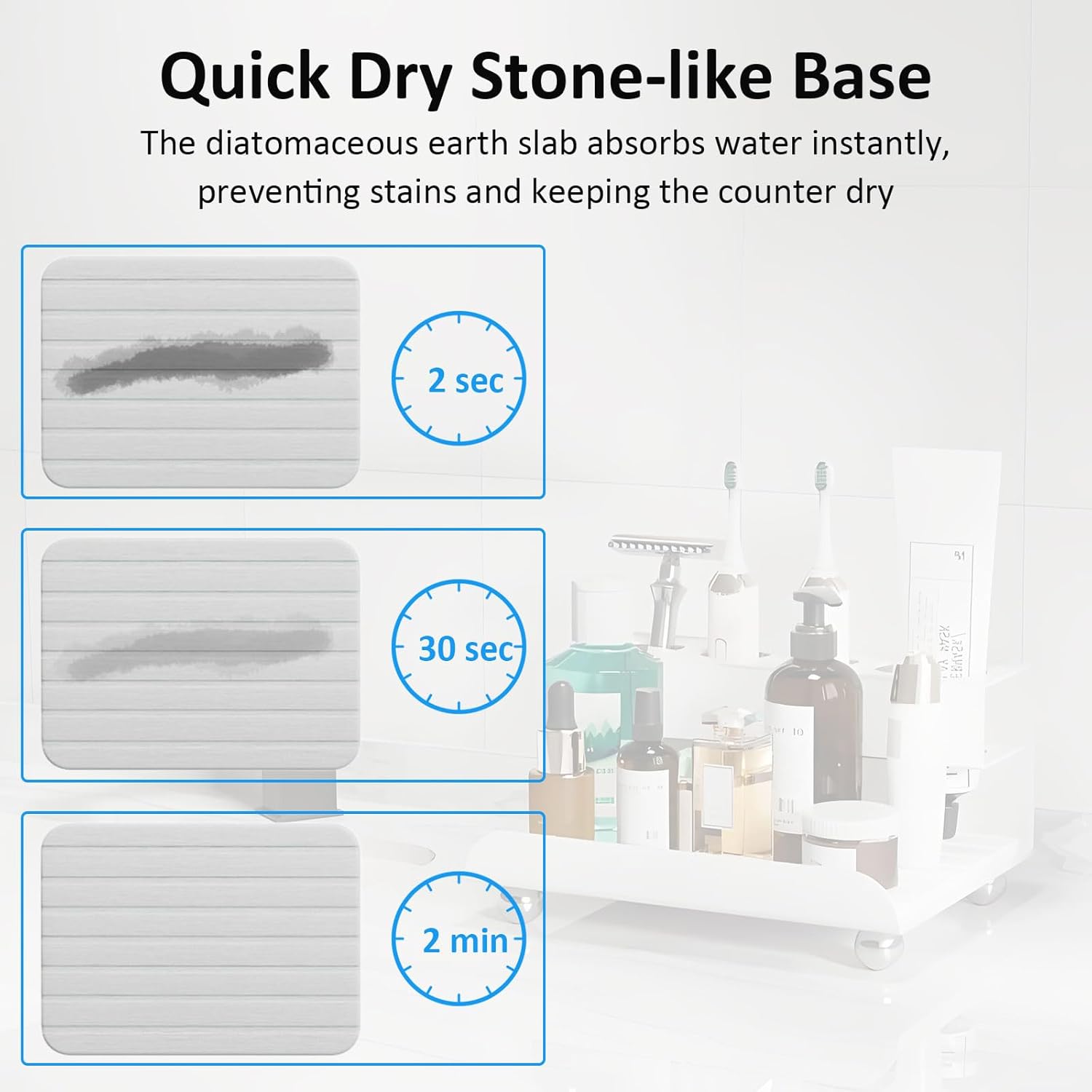 Quick Dry Electric Toothbrush Holder 4 Slots Metal Bathroom Counter Organizer for Toothpaste Razor Mouthwash, White