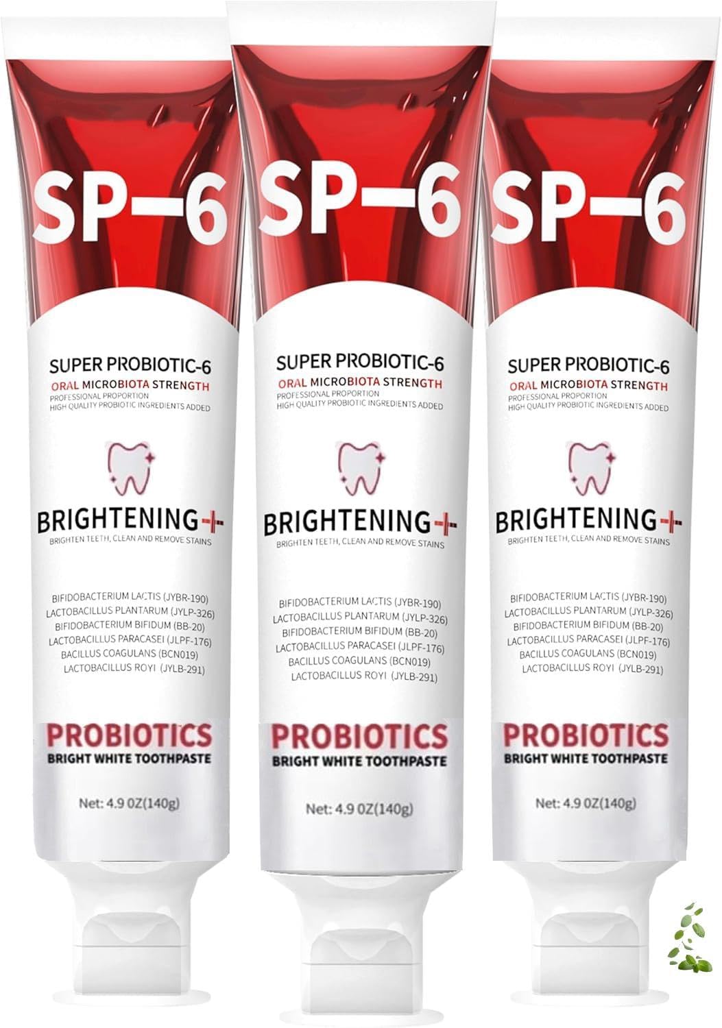 Sp-6 Probiotics Whitening Toothpaste, Sp-6 Ultra Whitening Toothpaste, Enhanced Formula with Enamel-Safe, Fluoride-Free, Fresh Breath Mint Flavor for Oral Health (3)