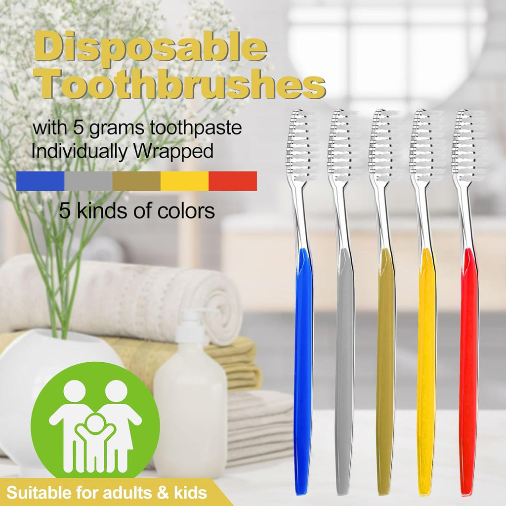 20 Pack Disposable Toothbrushes with Toothpaste and Comb for Homeless Individually Wrapped-Suitable for Hotel,Air Bnb,Shelter/Homeless/Nursing Home/Charity(（20 pcs）)