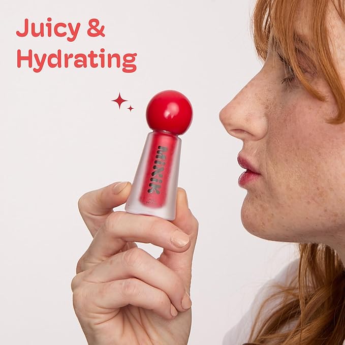 MIXIK Juicy Lip Tint, Hydrating Water-Based Lip Stain and Tint that feels light and fresh for Dewy and Radiant lips, Formulated with Blue Agave Extract for long lasting Moisturizing (Vivid Coral)