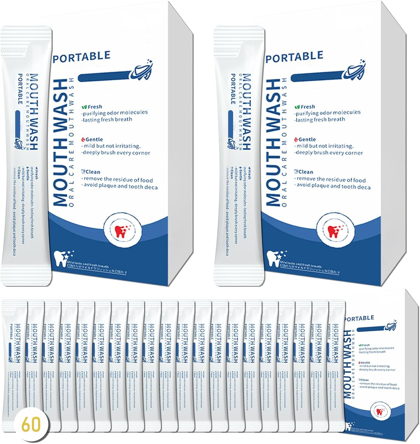 60PCS Travel Size Mouthwash,Portable Mini Mouthwash,Long-Lasting Freshness Travel Mouth Wash for Oral Care A51