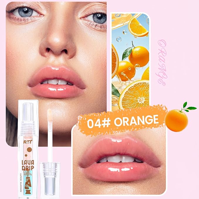 Dulele Fruit Flavoured Plumping Lip Oil, 4PCS Hydrating Lip Glow Oil, Moisturizing Nourishing Lip Gloss, Transparent Toot Lip Balm, Care and Soften Dry Lips