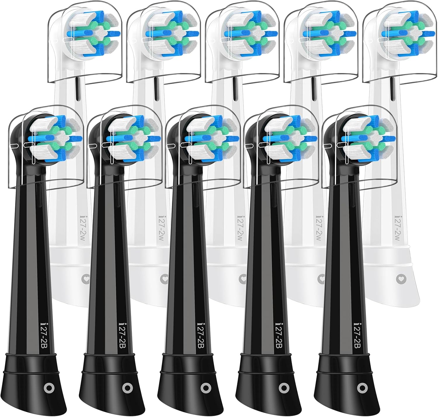 10 Pack IO Replacement Heads Compatible with Oral b IO 2/3/4/5/6/7/8/9/10 Series Electric Toothbrush, Brush Heads Refills Compatible with Oral B IO for Teeth Clean (Black/White)