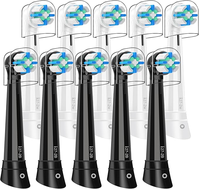 IO Replacement Heads Compatible with Oral B iO 2/3/4/5/6/7/8/9/10 Series Electric Toothbrush, Brush Heads with Medium Bristles Compatible with Oral B iO for Gentle Dental Care (10 Black/White)