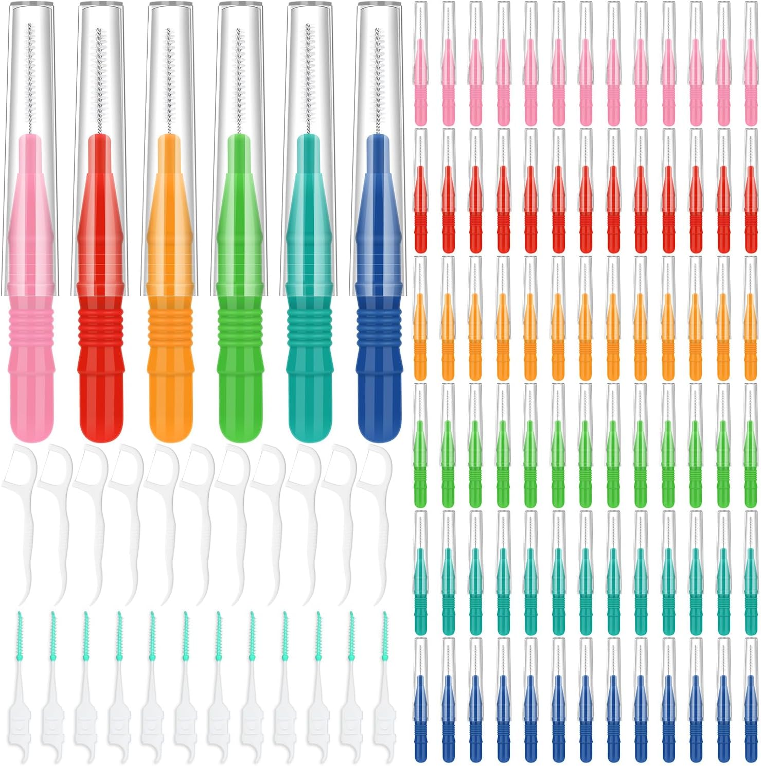 450 PCS Interdental Brushes Dental Floss Picks for Teeth Cleaning with Soft and Bendable Bristles Efficient Orthodontic Braces Oral Care Tooth Picks Flossers Cleaning Tools