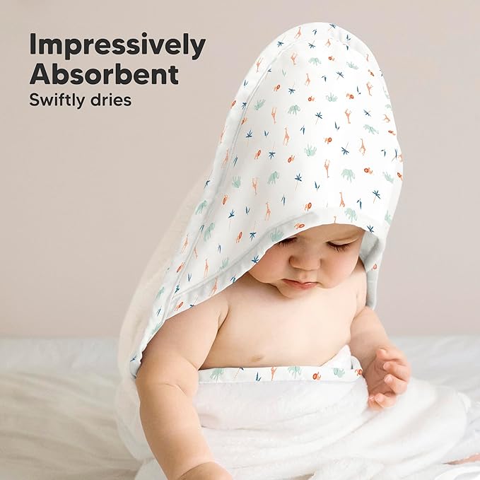 KeaBabies Hooded Baby Towel for Newborn - Viscose Derived from Bamboo Large Baby Bath Towels with Hood for Boys, Girls, Toddler, Extra Absorbent & Soft Newborn Bath Essentials (Wildscape, Regular)