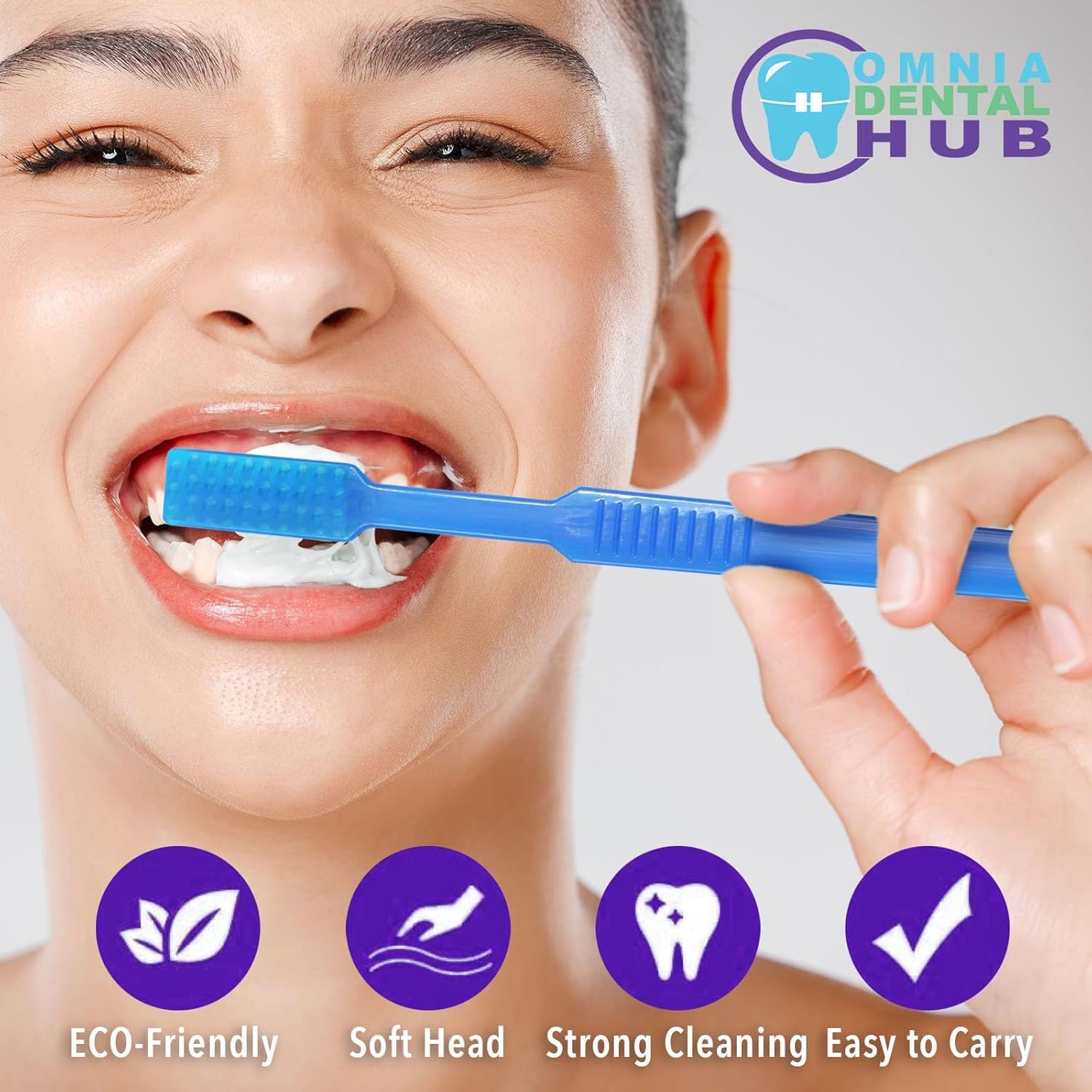 100 PCs Disposable Prepasted Toothbrushes by Omnia ONE | Convenient, Ready-to-Use, Hygienic – Perfect for Travel, Dental Offices, and On-The-Go Oral Care