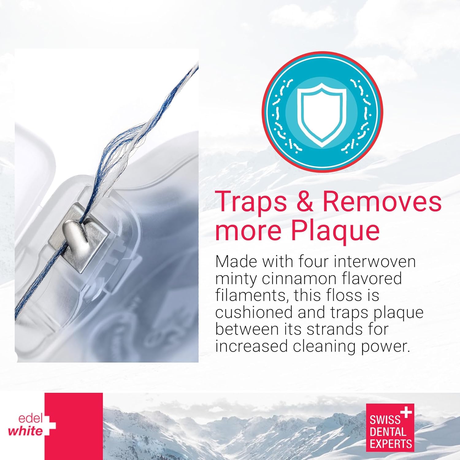 Gentle Gum Care Soft Woven Dental Floss, Minty Cinnamon Flavored Dental Floss | Woven Cushioned Comfort Floss for Sensitive Gums | Expanding & Cushioned Flossing - 131ft Total Length (5 Pack)