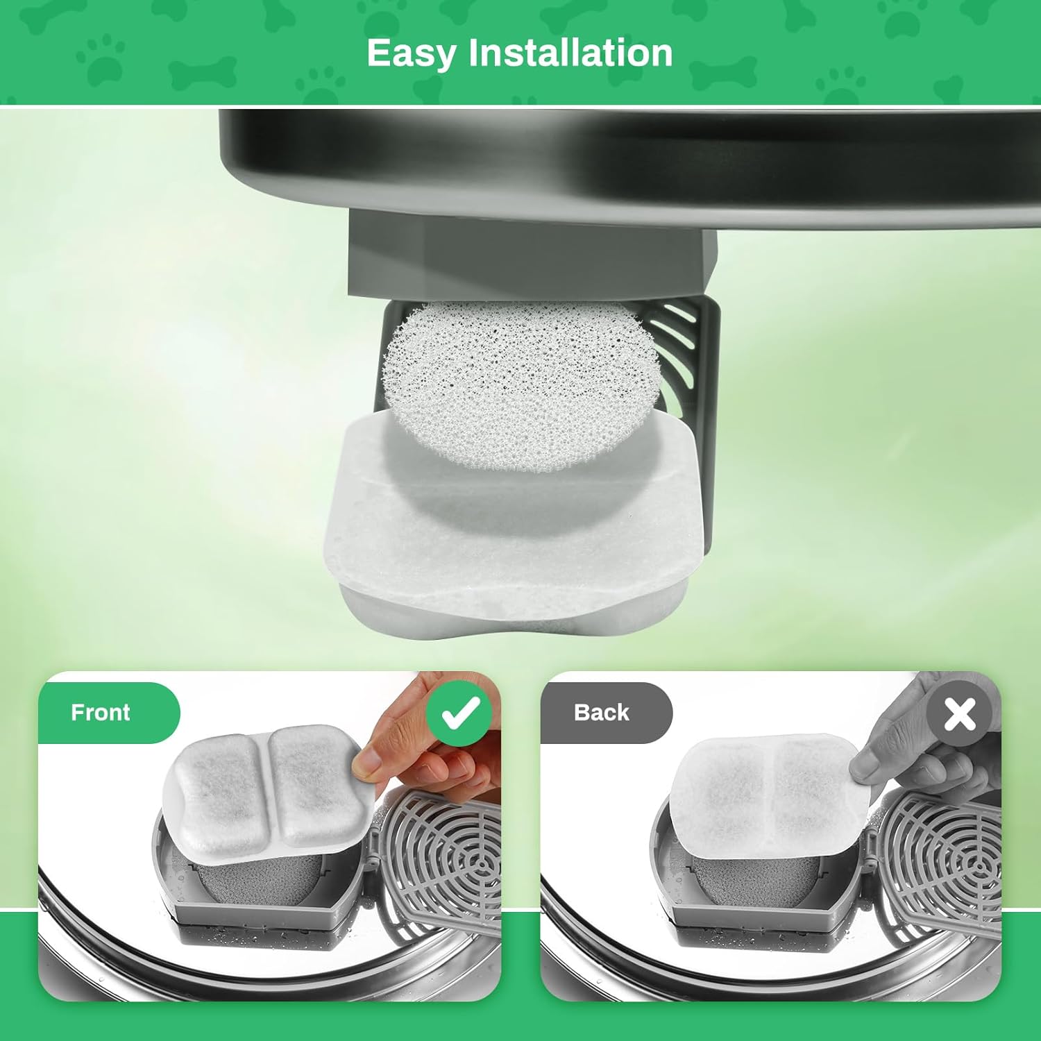 8-Pack Dog Water Fountain Filter Replacement for 7L/230oz/1.8G Stainless Steel Dog Fountain Super Quiet with Triple Filtration for Large Cats Multi-Pet Home (8 Set Filters for 7L Pet Fountain)