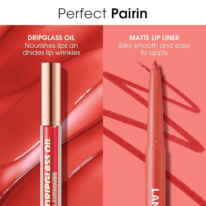 BestLand 12pcs Hydrating Lip Oils + Lip Liner Pencil Lip Combo Sets, 24H Long-Lasting Lip Kit with Lip Liner and Gloss, Nourishing, Non-Sticky Tinted Stain Lip Gloss Plumping Lip Oil Set for Women