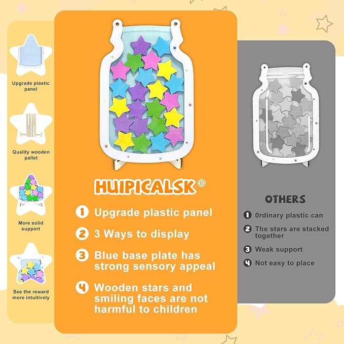 2Pack Reward Jar Magnetic Star and Smiley Face Reward Jar Classroom Reward System for Kids Classroom Reward Jar for Students Incentive Good Behavior Home Training New