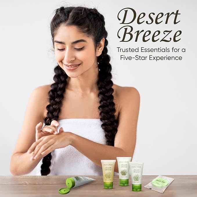 Desert Breeze Hotel Soaps & Toiletries Bulk Set | 1-Shoppe Amenities Kit | 1oz Shampoo & Conditioner, Body Wash, Lotion, Bar Soap | Travel Size | 300 Pieces