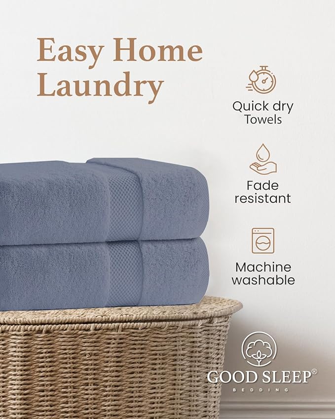 100% Cotton Bath Towels, Pack of 2 Towels for Bathroom, Luxury 700 GSM Bath Towel, Highly Absorbent Bathroom Towel Set, 30 x 60 Inches Large Bath Towels,Super Soft & Quick Dry Towel Set, Light Gray