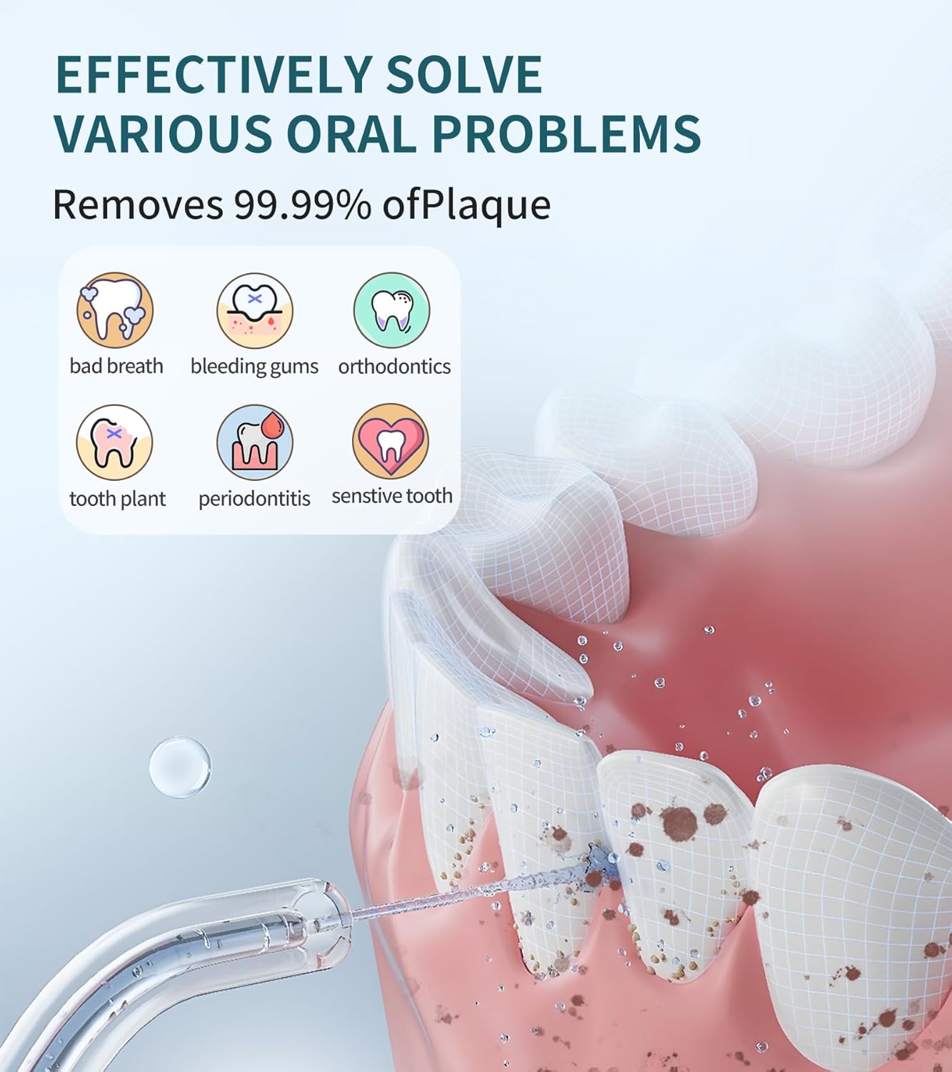 Water Dental Flosser Cordless for Teeth, 350ML Water Dental Flosser Teeth Pick 4 Modes Portable Oral Irrigator with 4 Jet Tips Rechargeable Flossers Oral Irrigator IPX7 Waterproof for Home Travel