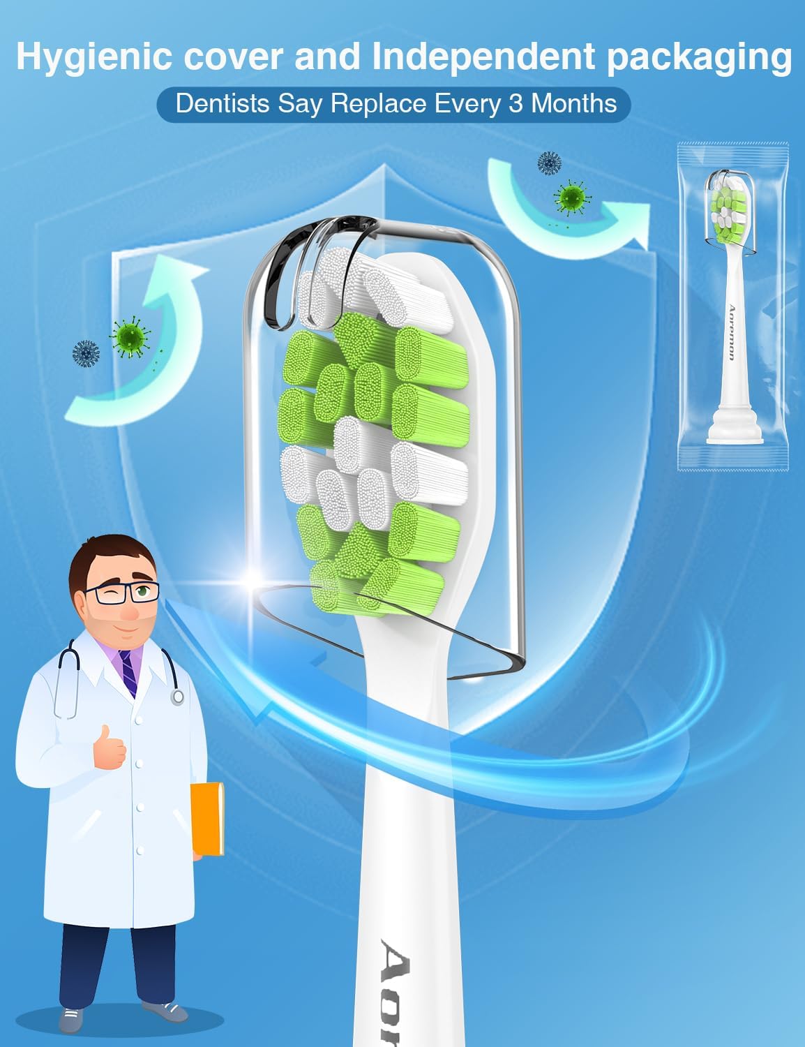 Replacement Toothbrush Heads for Philips Sonicare diamondclean Electric Toothbrush Heads Compatible with Sonicare 4100 5100 5300 6100 c2 c1 c3 w Snap-on Electric Tooth Brush Handle, 8 Count, White