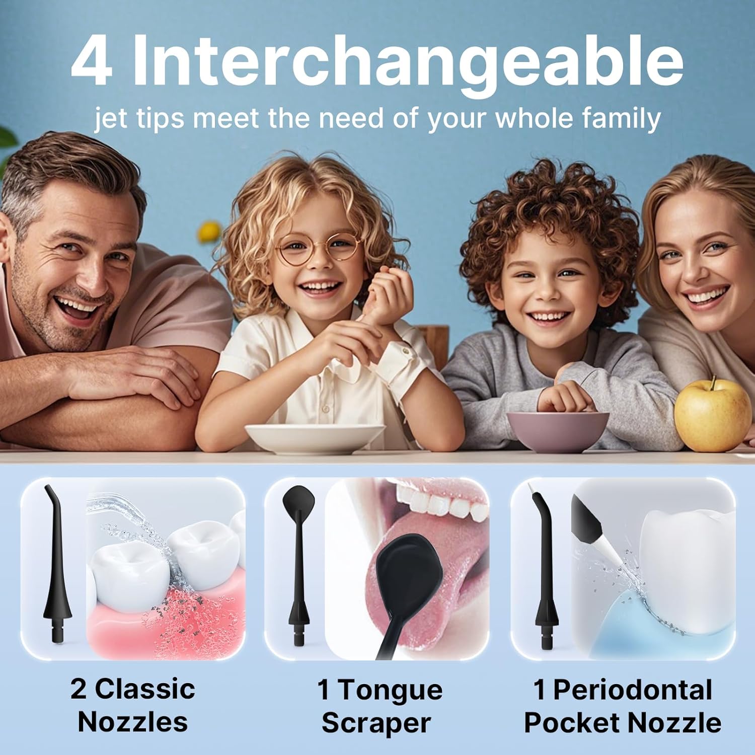 TUREWELL Water Dental Flosser for Teeth/Braces, 310 ML Portable Cordless Oral Irrigator with 5 Modes, IPX7 Waterproof Electric Water Flossing with 4 Replacement Jet Tips for Travel and Home, Black