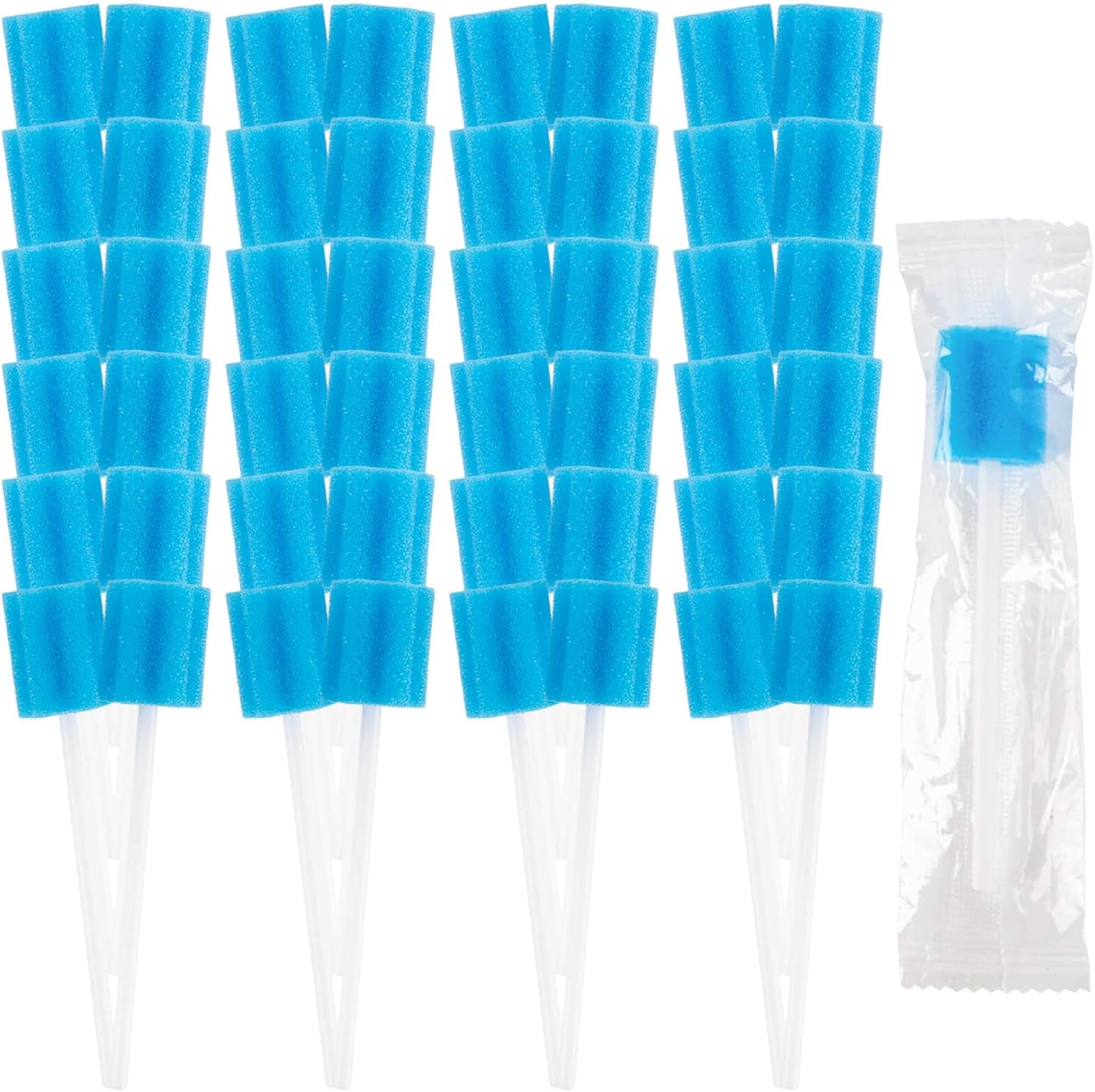 100 Oral Cleaner Swabs Disposable Sponge - Toothettes Mouth Swabs Individually Wrapped Swabstick for Elderly Dry Mouth Waterless Toothbrushes on the Go Mini Pet Children Sterile Thrush Mouth Treatment