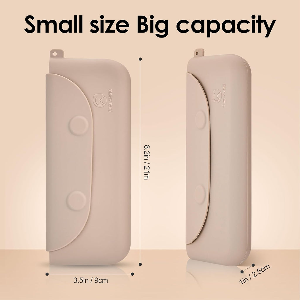 Silicone Makeup Brush Holder Large Travel Makeup Brush Case Original Design Brushes Holder with Magnetic Closure White