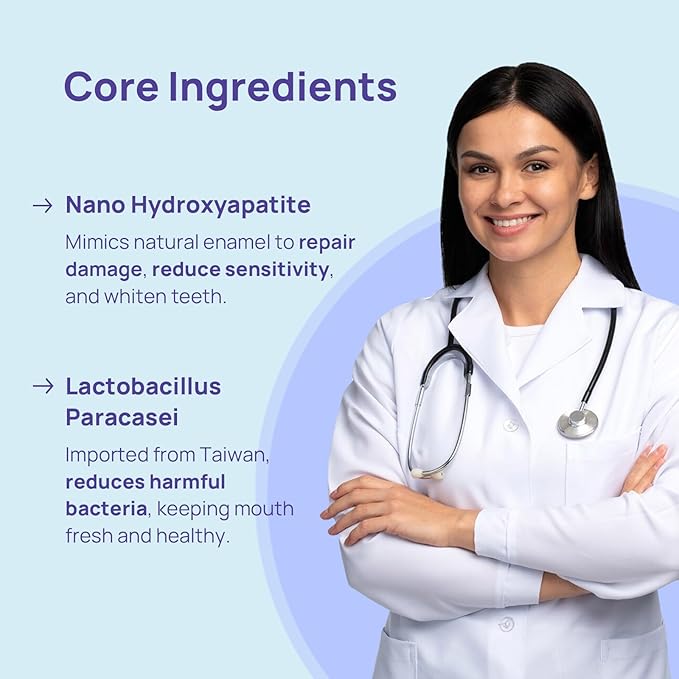 Whitebite Pro Color Correcting Toothpaste Tablets with Nano Hydroxyapatite | Fresh Breath & Natural Whitening | Travel-Friendly Toothpaste & Mouthwash | Fluoride and Plastic-Free (Peppermint, 2PK)