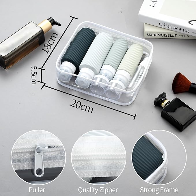 16 Pack Travel Bottles for Toiletries, Large 6oz Silicone Travel Containers, Leak Proof Refillable Liquid Shampoo And Conditioner Travel Essentials