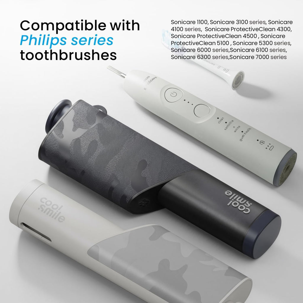 CoolSmile Charging Travel Case Compatible with Philips Sonicare Electric Toothbrushes, Fits Philip Sonicare 1100/3100/ 4100/4300/ 4500/5100/ 5300/6000/ 6100/6300/ 7000 series, Grey