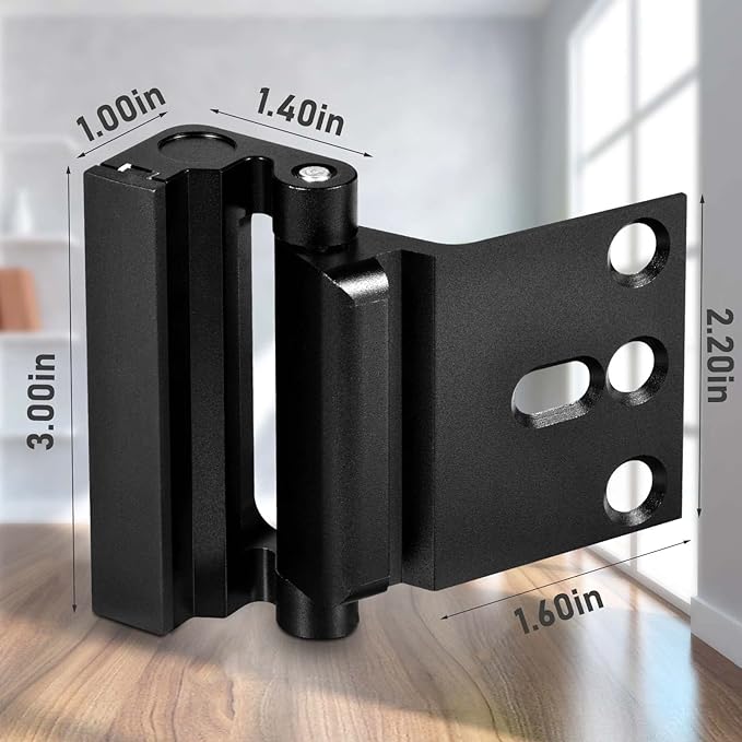 2Pack Home Security Door Reinforcement Lock, Childproof Safety Door Lock Latch Inside Stopper, Add High Security to Prevent Home Unauthorized Entry, Aluminum Construction Finish Black