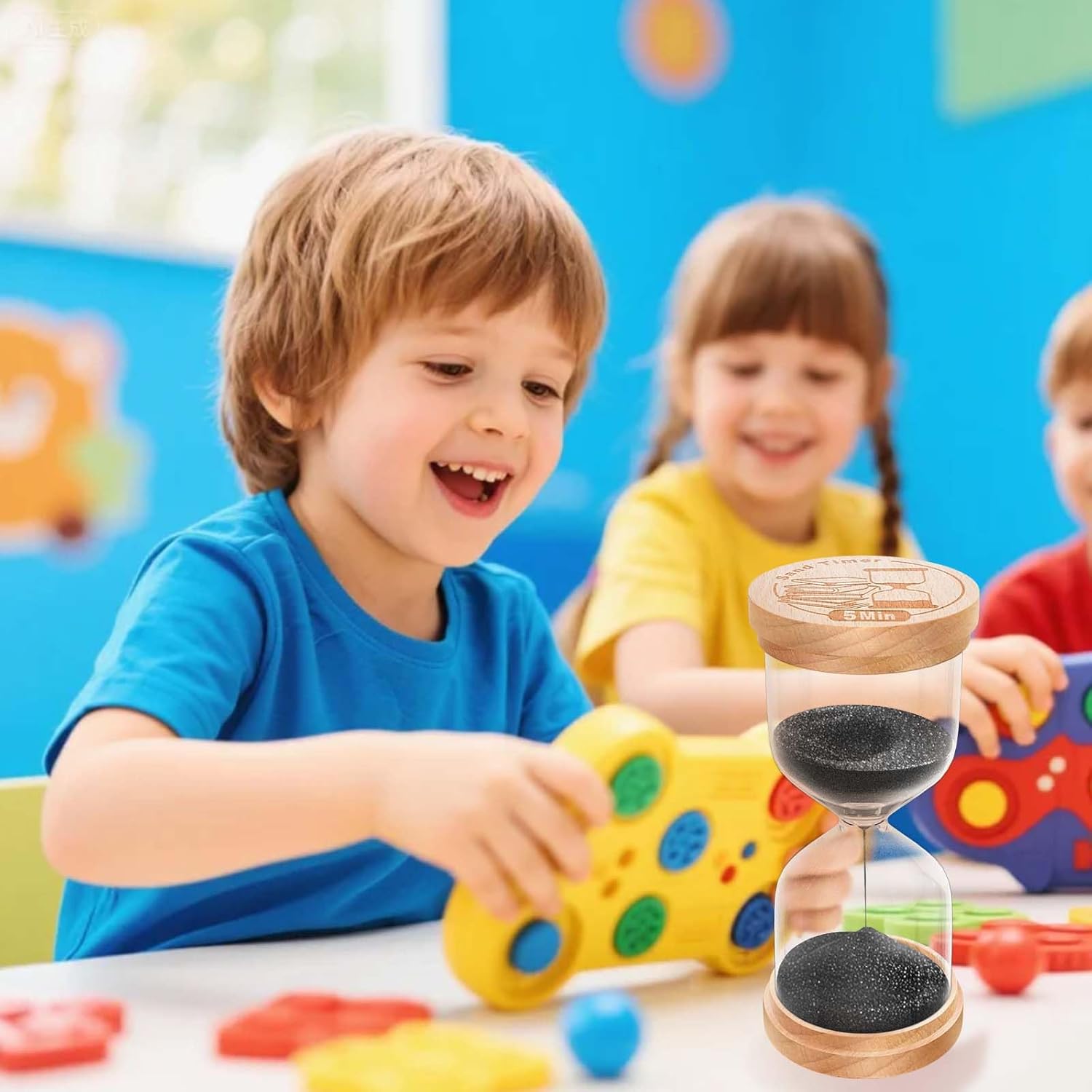 10 Minute Sand Timer, Wooden Hourglass Sand Clock, Small Wood Black 10 Min Hour Glass, Sandglass for Brushing Teeth, Reloj De Arena, Classroom, Game, Kitchen, Home, Office