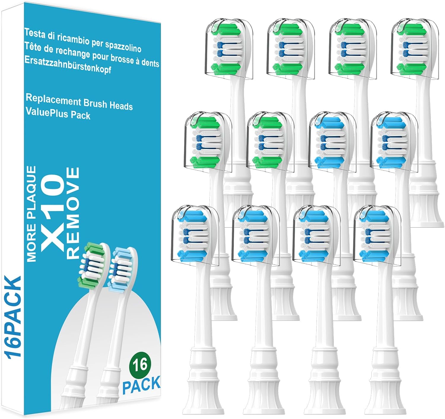 Replacement Brush Heads Compatible with Philips Sonicare, Toothbrush Heads Compatible with Philips Sonicare 4100, 5300, 5100, 6100 Electric Toothbrush Handle, 12 Pack