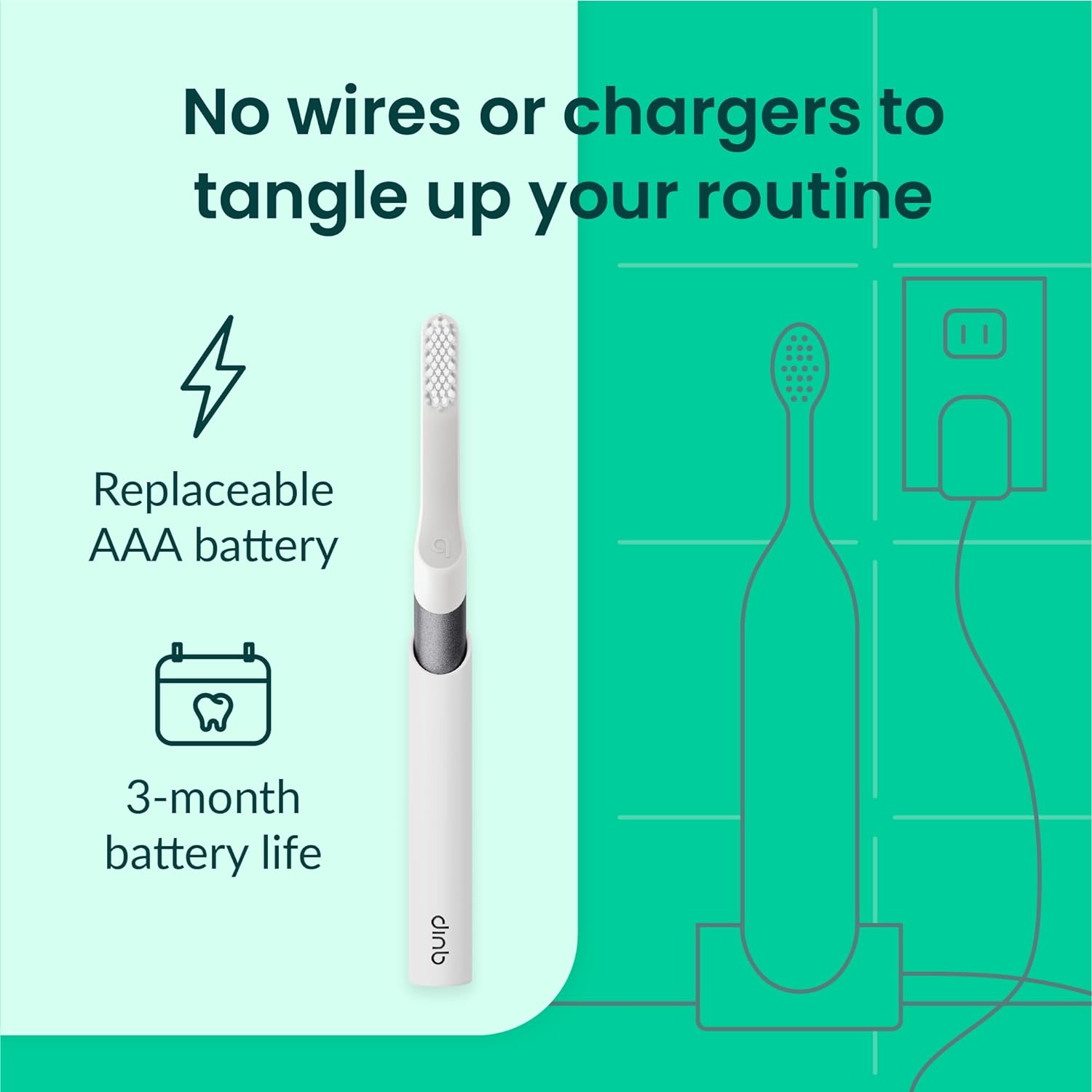 Quip Metal Sonic Electric Toothbrush for Adults - Time Travel & Soft Bristles with Travel Case & Replacement Brush Head - 3 Month Battery Life - Slate