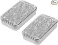 2Pcs Bling Dental Floss Holder,Portable & Refillable Floss Pick Holders, Metal Tin Box Case for Q-tip,Cotton Swab(Silver)