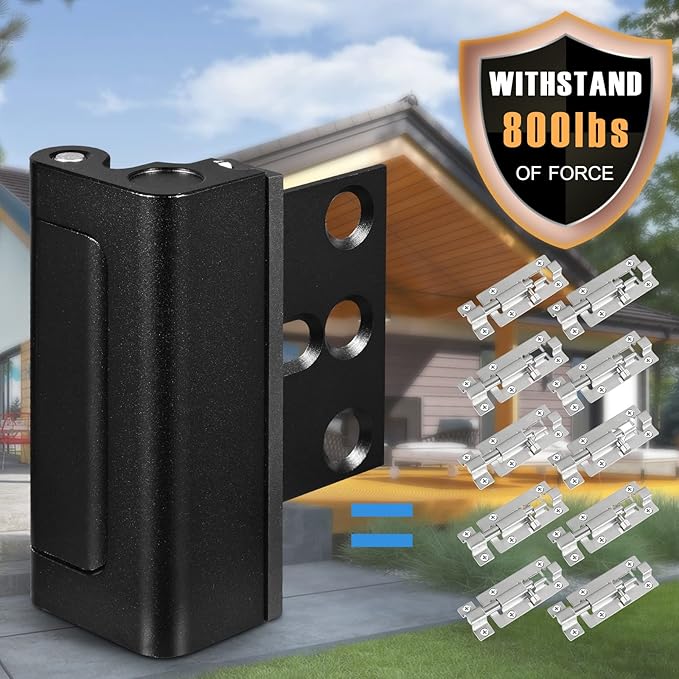 2Pack Home Security Door Reinforcement Lock, Childproof Safety Door Lock Latch Inside Stopper, Add High Security to Prevent Home Unauthorized Entry, Aluminum Construction Finish Black