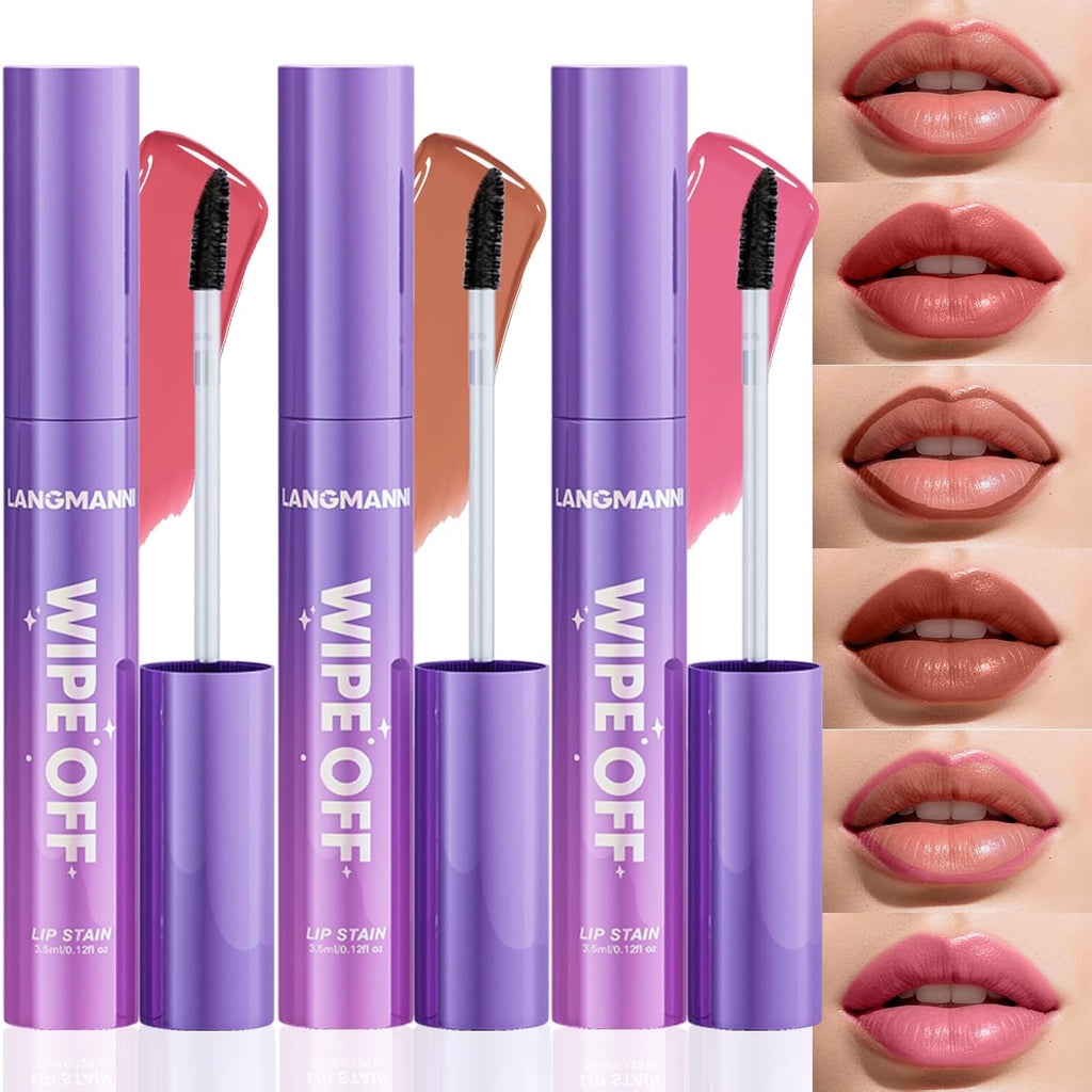 Jolilab Lip Stain Masque,Wipe Off Lip Tint,Waterproof,Transfer proof,Highly Pigmented,Ultra Long Lasting Lip Stain Peel off Makeup With Matte finish for All-day Wear.(#04+#05+#6)