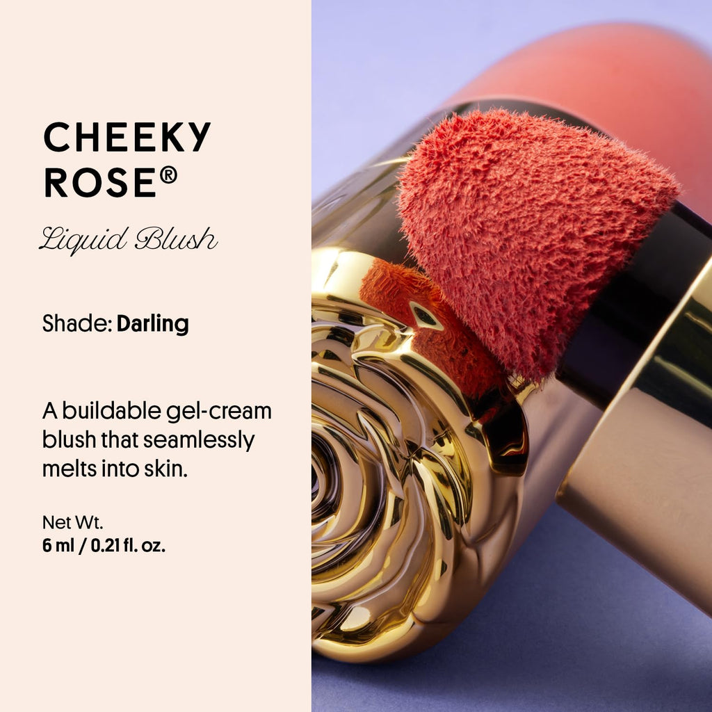 Winky Lux Cheeky Rose Liquid Blush - Gel Cream Makeup with Buildable Color and Lightweight Velvet Finish, Long-Lasting Deep Coral Shade, Darling