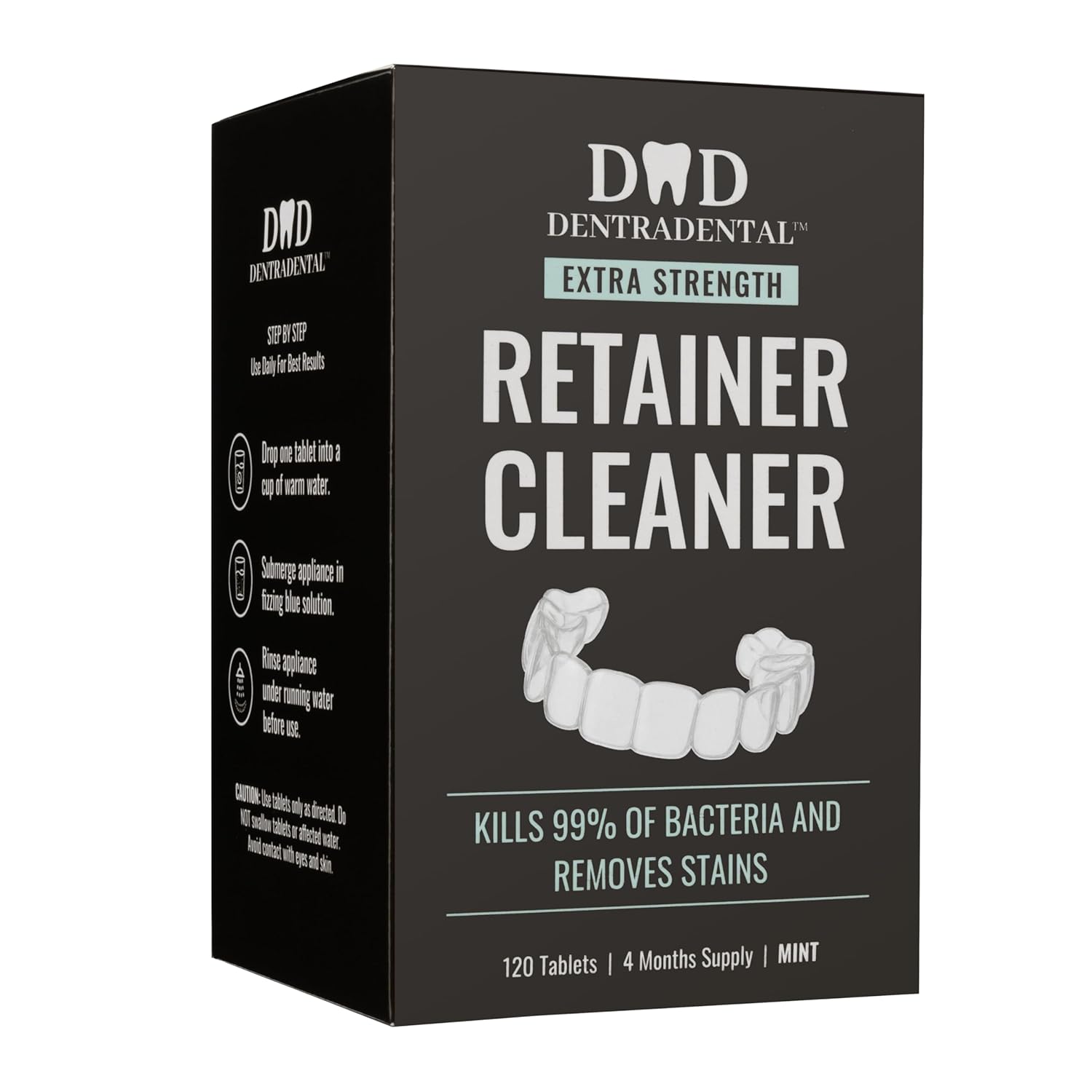 120 Count Retainer Cleaner Tablets for Aligner, Mouth Guard, Night Guard and More. Cleaning Tablets for Ultrasonic Cleaners - Fresh in 3 Minutes - 4 Month Supply - Mint